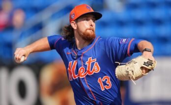 Port St. Lucie, Florida, Egyesült Államok; Nolan McLean, a New York Mets indítója részt vesz a Washington Nationals elleni tavaszi mérkőzésen a Clover Parkban.