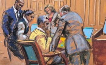 A védelmi ügyvédek beszélték Sean Combs -szal ebben a közönségvázlatban. A zsűri hétfőn kezdte meg a megbeszéléseket a New York -i New York -i Combs szexuális kereskedelem tárgyalása során.