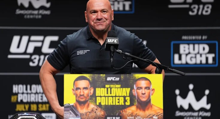New Orleans, Louisiana-július 17: Az UFC elnöke és vezérigazgatója, Dana White, 2025. július 17-én, New Orleans-ban, a Louisiana-i New Orleans-i King Center Smoothie sajtótájékoztatóját üdvözölte. (Fotó: Cooper Neill / Zuffa LLC)