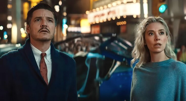 THE FANTASTIC FOUR: FIRST STEPS, (aka THE FANTASTIC FOUR), from left: Pedro Pascal as Reed Richards / Mister Fantastic,  Vanessa Kirby as Sue Storm / Invisible Woman, 2025. © Marvel / © Walt Disney Studios Motion Pictures / Courtesy Everett Collection