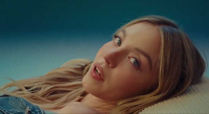 Egy képernyőképet Sydney Sweeney ellentmondásos bejelentéséről, amelyet azóta töröltek az American Eagle közösségi médiájából.